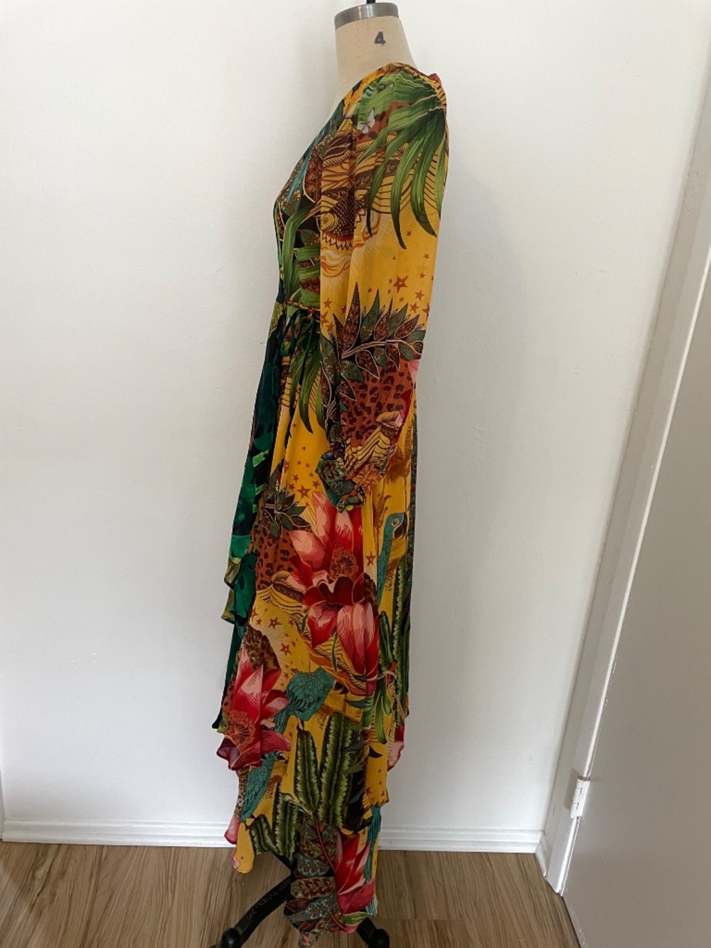 Farm Rio Floral Long Wrap Maxi Dress, Boho Wedding Guest, Size XS - Picture 2 of 11